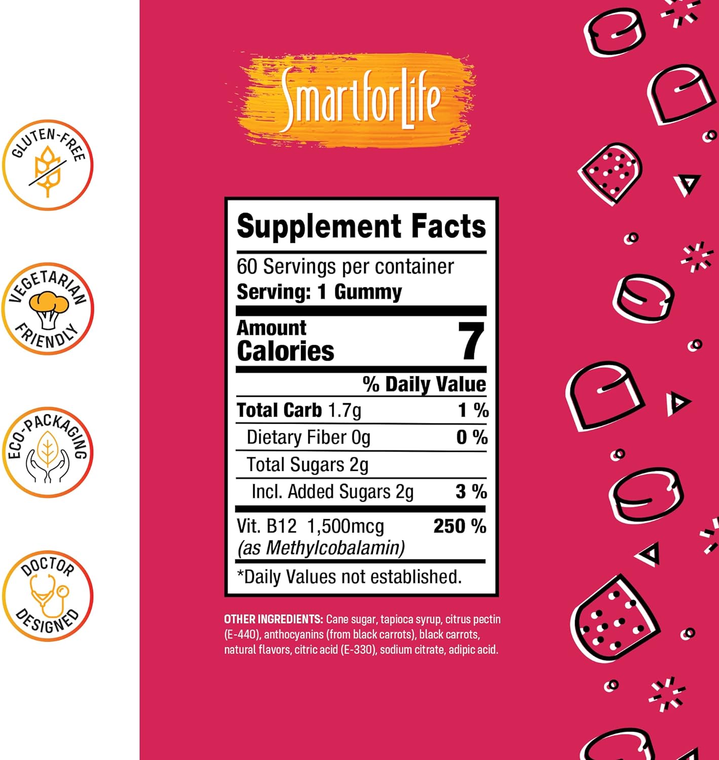 Vitamin B12 Energy Gummies Raspberry Flavor (60 Ct. ) - Smart for Life Store