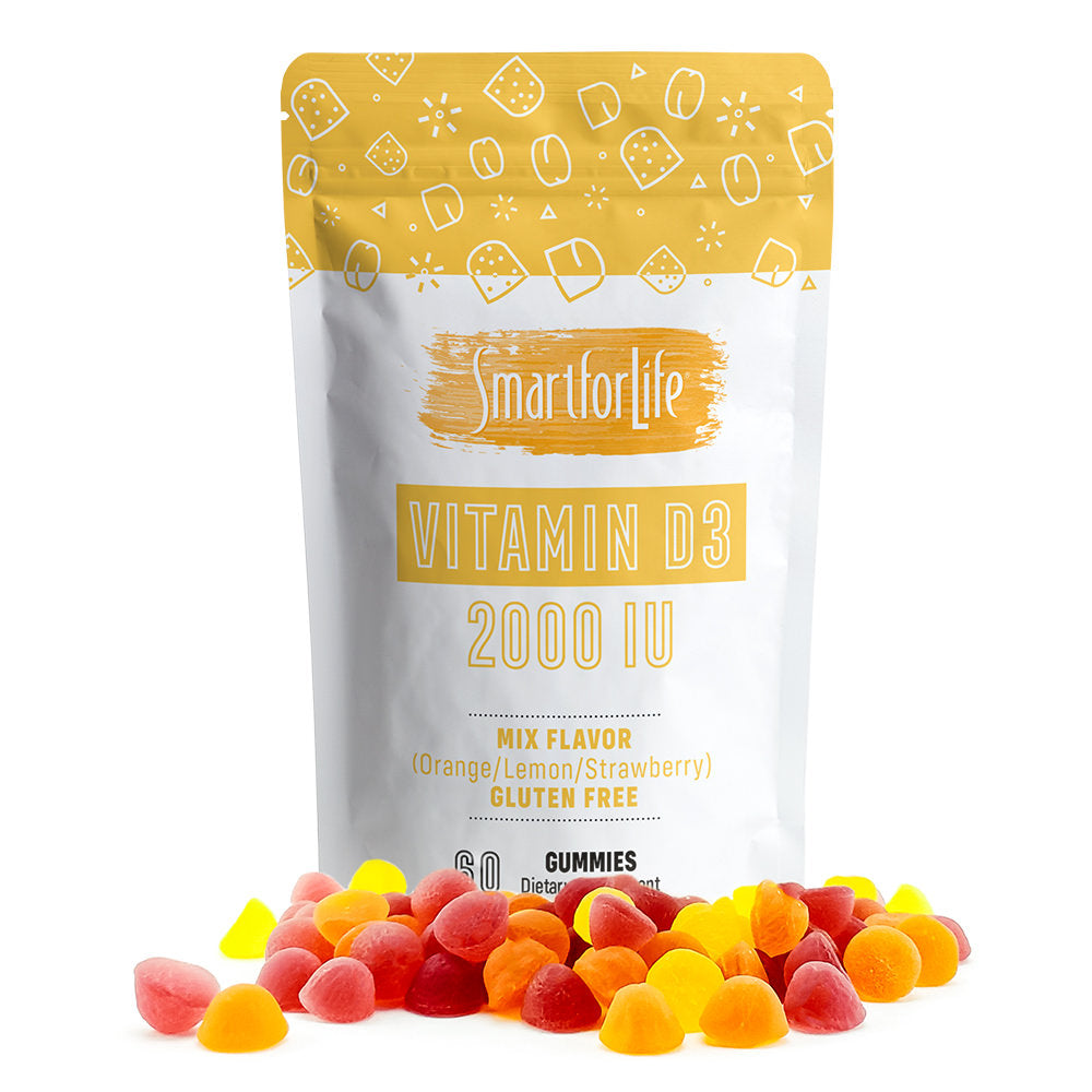 Vitamin D3 Gummies (60Ct Mixed Flavor - Orange, Lemon, Strawberry) - Smart for Life Store