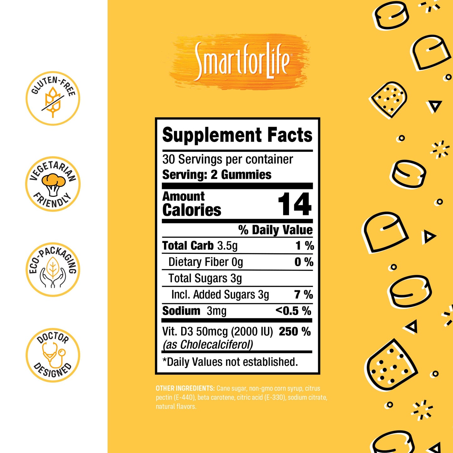 Vitamin D3 Gummies (60Ct Mixed Flavor - Orange, Lemon, Strawberry) - Smart for Life Store