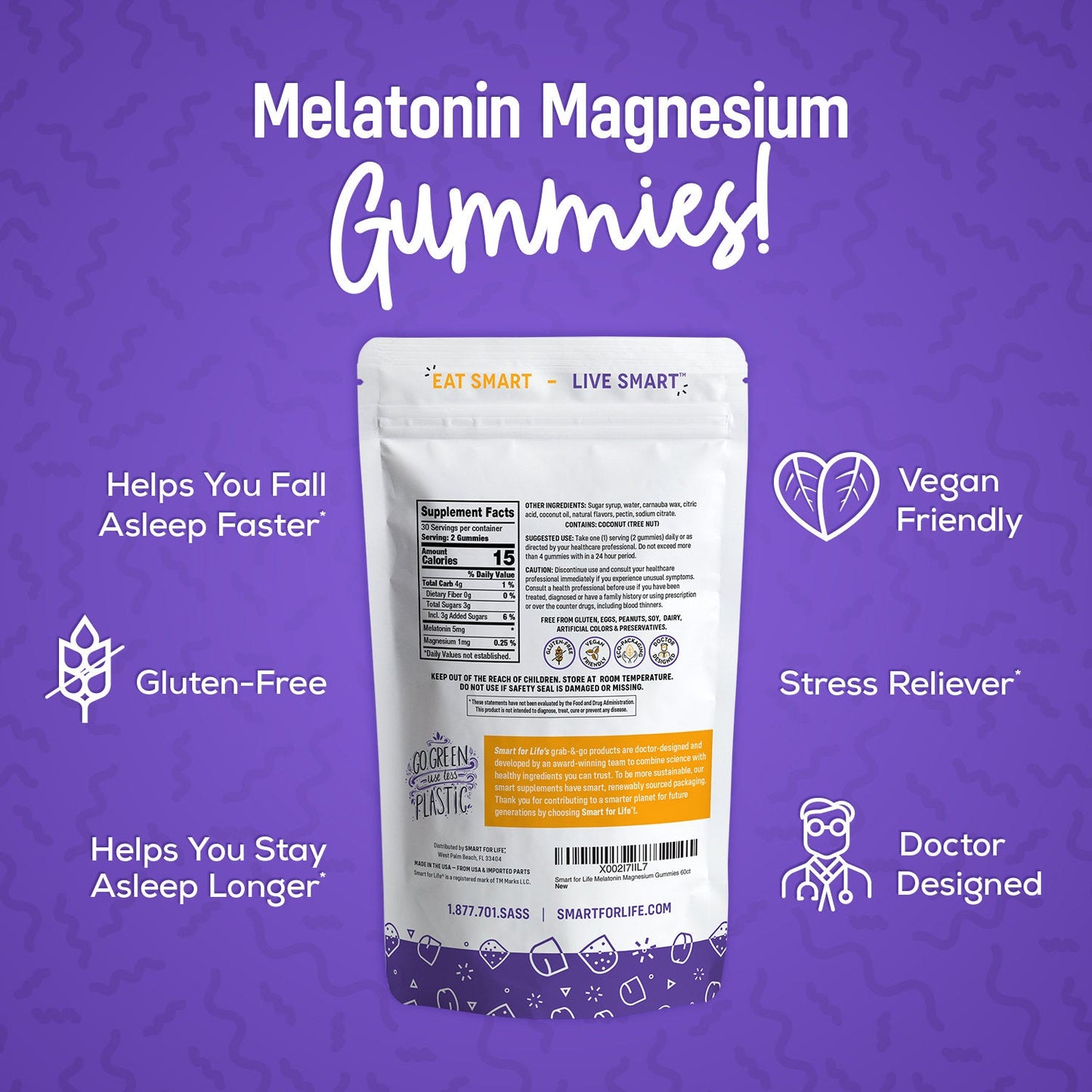 Melatonin & Magnesium Gummies (60 Ct.) - Smart for Life Store