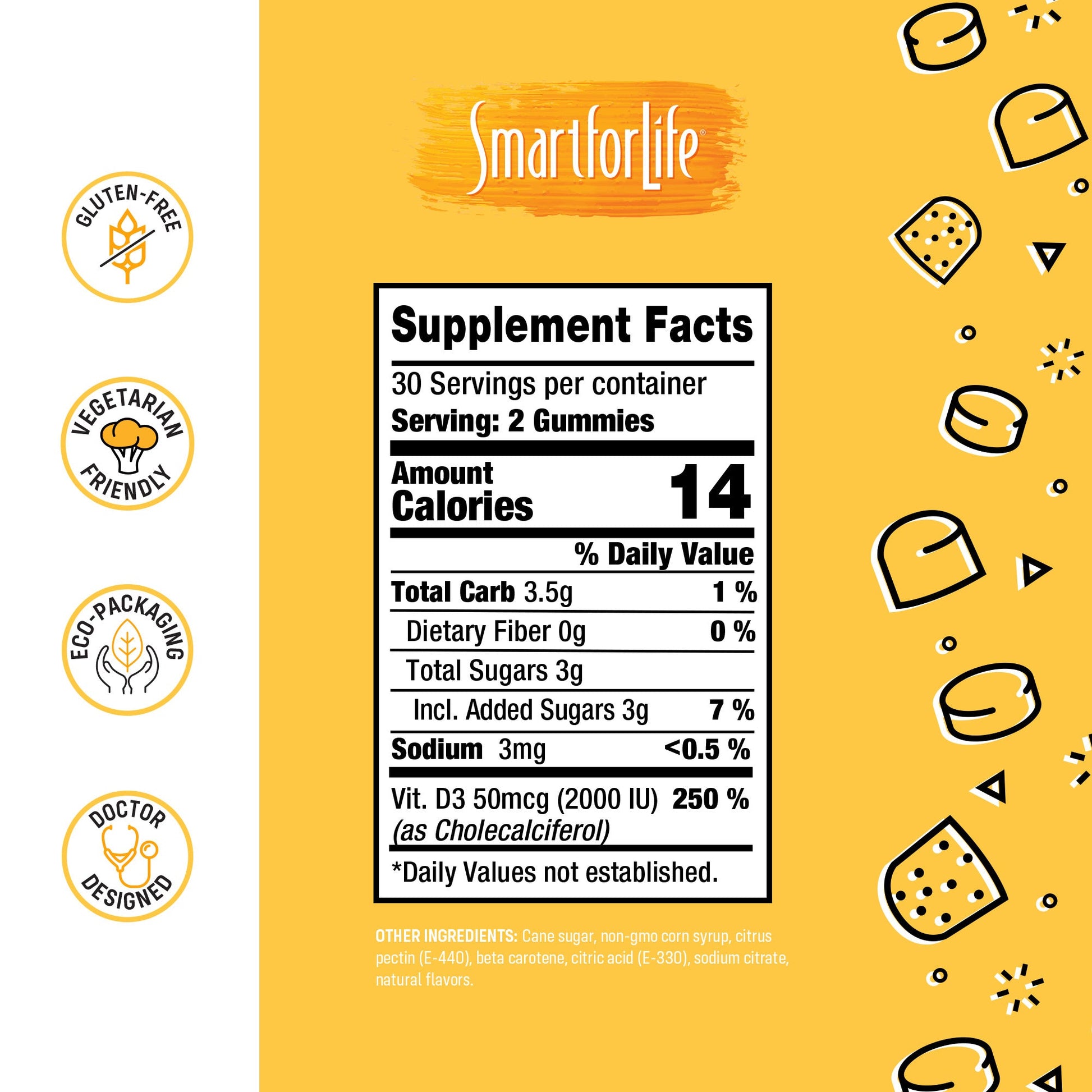 Vitamin D3 Gummies (60Ct Mixed Flavor - Orange, Lemon, Strawberry) - Smart for Life Store